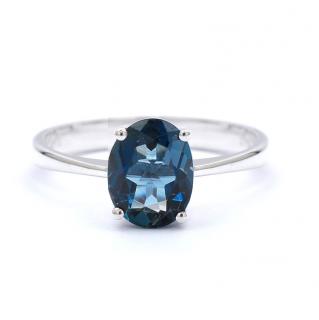 Inel din aur alb de 14K cu  topaz albastru 2.16 ct