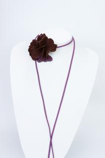 Colier choker floare - Maro cu sclipici mov