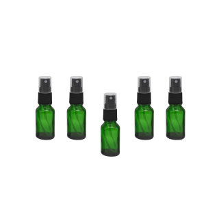 Recipient sticla verde cu spray 15ml - set 5 buc