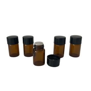 Sticla ambra cu picurator si capac negru 2ml - set 5 buc