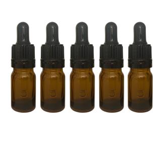 Sticla ambra cu pipeta si capac negru sigilabil 10ml  - set 5 buc