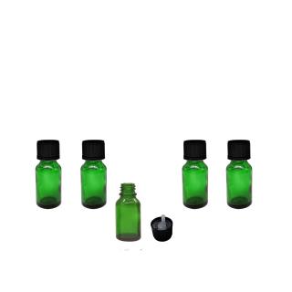 Sticla verde cu capac picurator childproof negru 15ml  - set 5 buc
