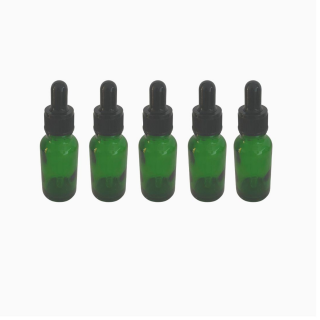 Sticla verde cu pipeta si capac negru 15ml  - set 5 buc