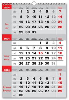 Calendar de perete Triptic 2 culori, CT