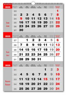 Calendar de perete Triptic 2 culori -Gri, CT