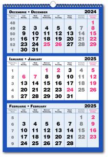 Calendar de perete Triptic 3 culori albastru, CT