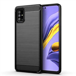 Husa pentru Samsung Galaxy A51 4G, Techsuit Carbon Silicone, Negru