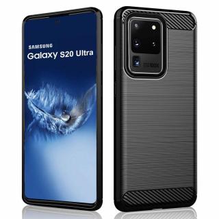 Husa pentru Samsung Galaxy S20 Ultra 4G   S20 Ultra 5G, Techsuit Carbon Silicone, Negru