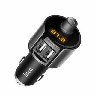 Incarcator Auto cu Modulator FM2xUSB-A, 12W, 2.4AHoco, E19, Grey