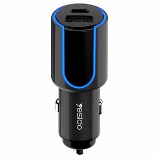 Incarcator Auto USB QC3.0 18W, Type-C PD 18W, 3AYesido, Y32, Negru