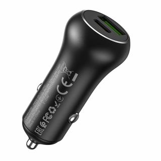 Incarcator Auto USB, QC3.0, 18W, Type-C, PD20WHoco, Z38 Resolute, Negru