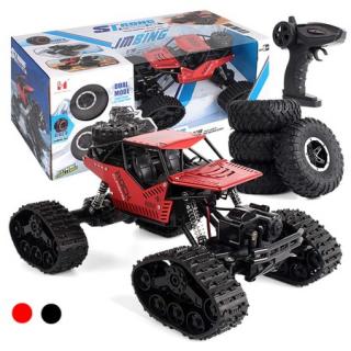 Masina cu telecomanda Rock Crawler cu senile si roti 2in1, scara 1:16, rosu