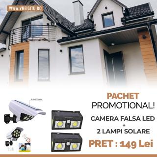 Pachet Promotional Camera Falsa LED + 2x Lampi Solare Cu Lupa