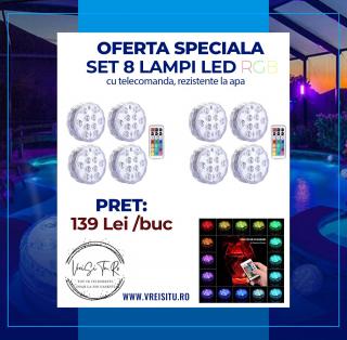 Set 8 Lampi LED RGB, cu telecomanda, rezistente la apa