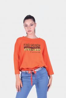 Bluza casual portocalie din bumbac