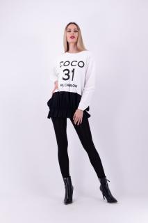 Bluza Coco oversize alb -negru