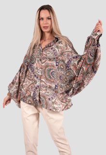 Camasa oversize multicolora din satin