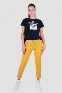 Pantaloni casual din bumbac mustar