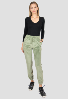 Pantaloni de trening olive din catifea