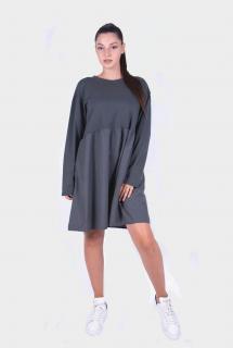 Rochie midi gri din bumbac