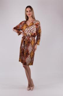 Rochie paisley, midi, plisata, cu maneca 3 4