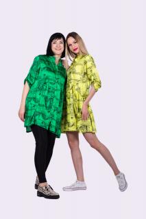 Rochie Trip in Paris verde oversize cu maneci ajustabile