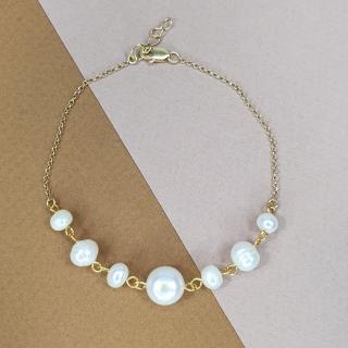 Bratara Delicate Pearls, argint placat cu aur