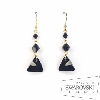 Cercei Black Triangle, argint placat cu aur
