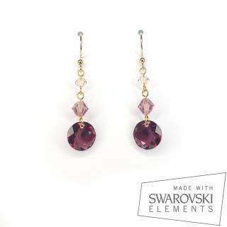 Cercei Chaton Amethyst, argint placat cu aur