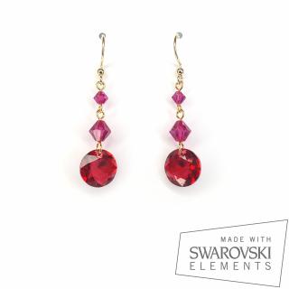 Cercei Chaton Ruby, argint placat cu aur