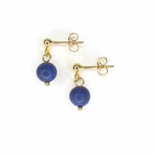 Cercei cu tija Lapis Lazuli Drops, argint placat cu aur