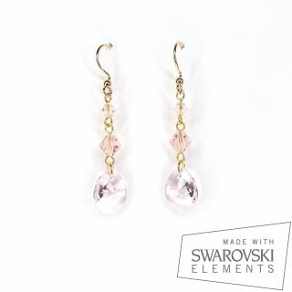 Cercei Drop Pink, argint placat cu aur