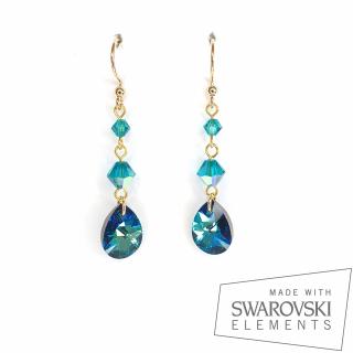 Cercei Drop Turquoise, argint placat cu aur