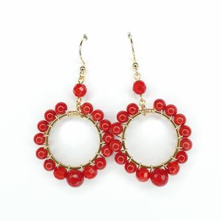 Cercei Hoops Coral, tortite argint placat cu aur