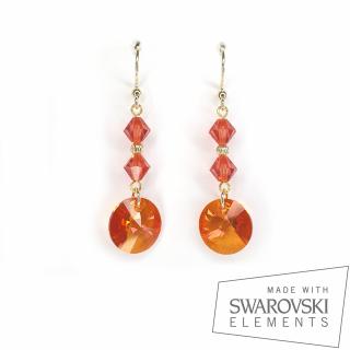 Cercei Orange Mist, argint placat cu aur