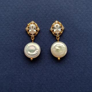 Cercei perle de cultura Princess, placati cu aur