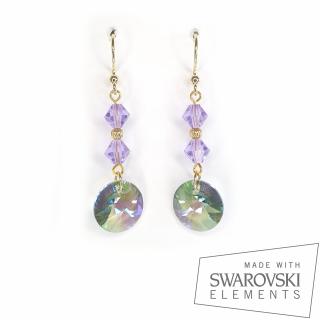 Cercei Purplegreen Mist, argint placat cu aur