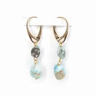 Cercei Rare Larimar, argint placat cu aur