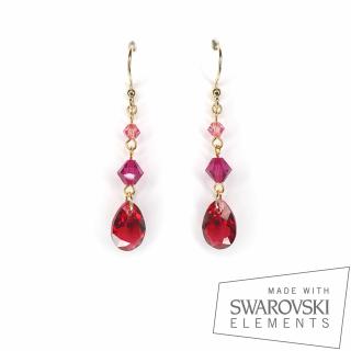 Cercei Ruby Tear, argint placat cu aur
