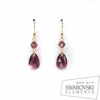Cercei Sweet Amethyst Love, argint placat cu aur