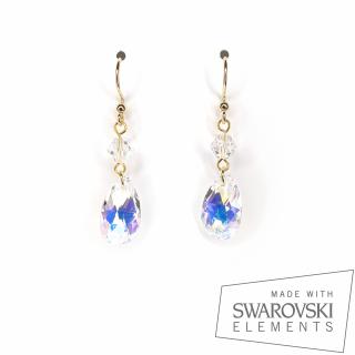 Cercei Sweet Crystal Love, argint placat cu aur