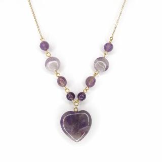 Colier Ametist Heart, argint placat cu aur