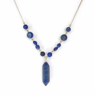 Colier lapis lazuli Marta, argint placat cu aur