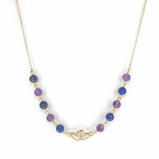 Colier Twin Love Ametist Lapis, argint placat cu aur