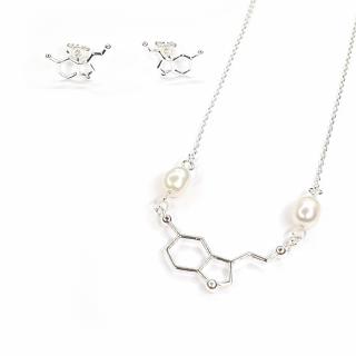 Set colier si cercei cu tija Silver Serotonina (Hormonul fericirii), argint