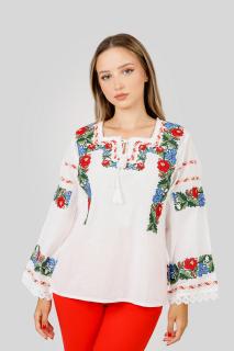 Bluza alba cu motiv floral multicolor Lara