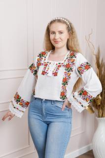 Bluza alba cu motiv floral multicolor Mirabela