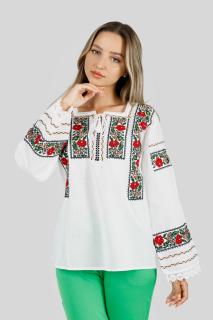 Bluza alba cu motiv floral rosu Medeea