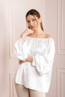 Bluza alba eleganta cu maneci bufante