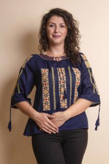 Bluza albastra cu motiv crem Bogdana